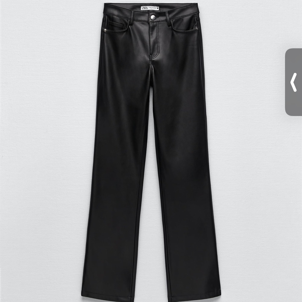 ZARA FULL LENGTH STRAIGHT LEG LEATHER PANTS